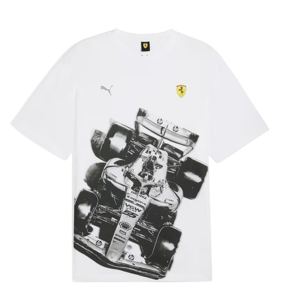 Puma Scuderia Ferrari Premium Tee Mens XXL White F1 Racing Graphic T-Shirt New